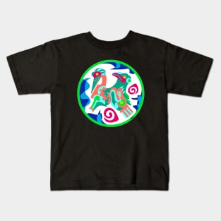 totonac birds in ancient mexicans patterns ecopop floral glyph pictogram Kids T-Shirt